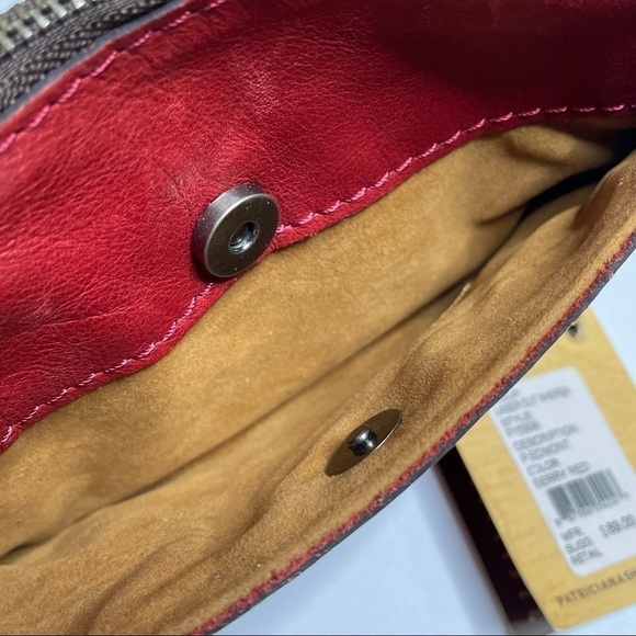 Patricia Nash Laser Cut Sherpa & Leather Wristlet In Berry Red
